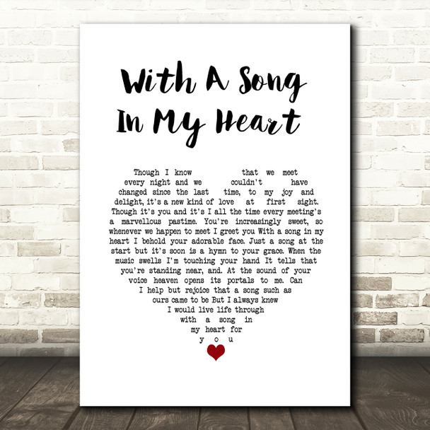 Ella Fitzgerald With A Song In My Heart White Heart Song Lyric Wall Art Print