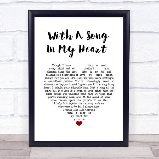 Ella Fitzgerald With A Song In My Heart White Heart Song Lyric Wall Art Print