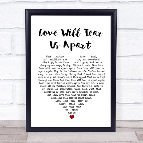 Joy Division Love Will Tear Us Apart White Heart Song Lyric Wall Art Print