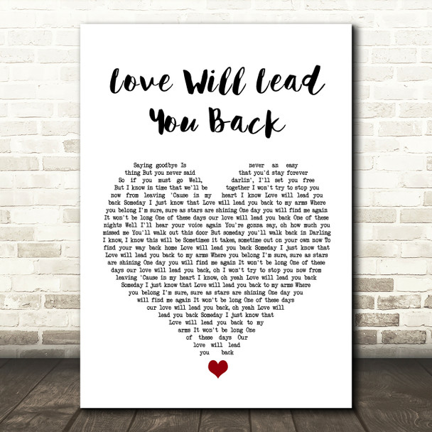 Taylor Dayne Love Will Lead You Back White Heart Song Lyric Wall Art Print