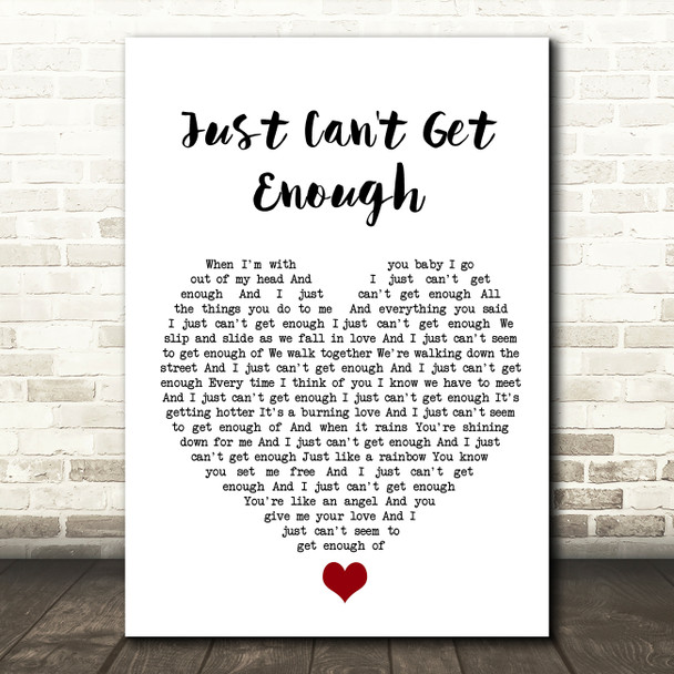 Depeche Mode Just Can't Get Enough White Heart Song Lyric Wall Art Print