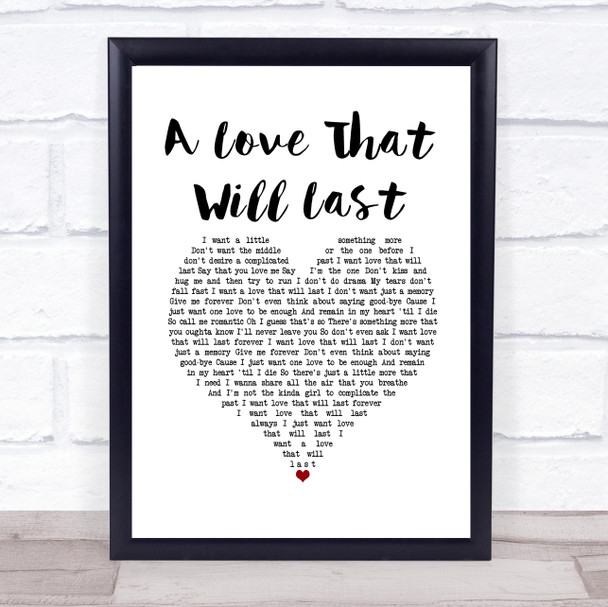 Renee Olstead A Love That Will Last White Heart Song Lyric Wall Art Print