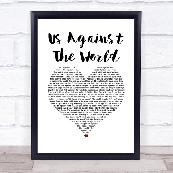 Westlife Us Against The World White Heart Song Lyric Wall Art Print