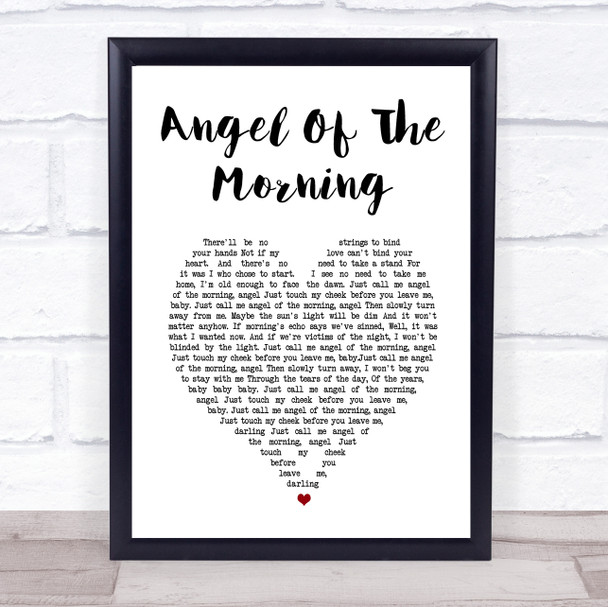 Juice Newton Angel Of The Morning White Heart Song Lyric Wall Art Print