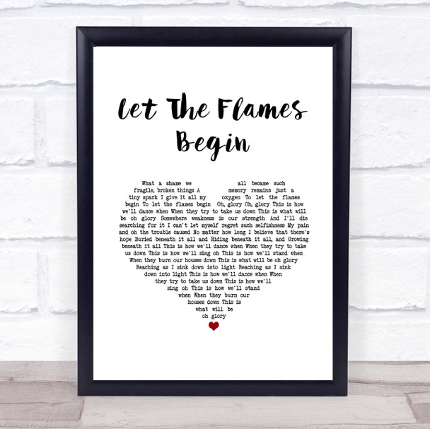 Paramore Let The Flames Begin White Heart Song Lyric Wall Art Print