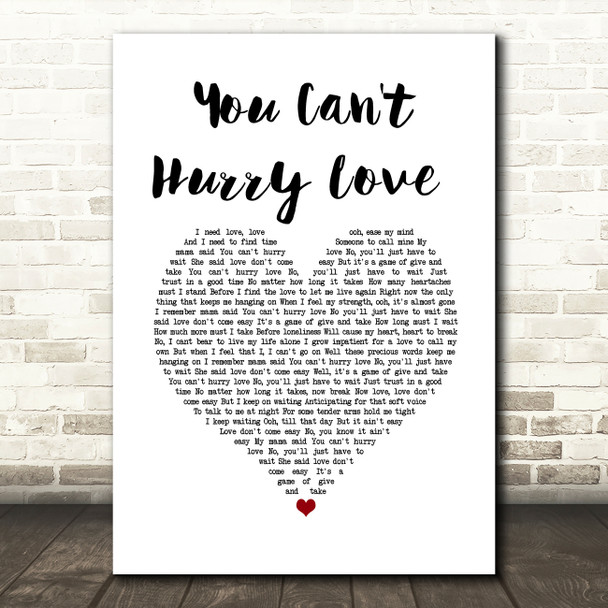 Phil Collins You Can't Hurry Love White Heart Song Lyric Wall Art Print