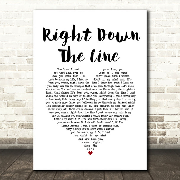 Gerry Rafferty Right Down The Line White Heart Song Lyric Wall Art Print