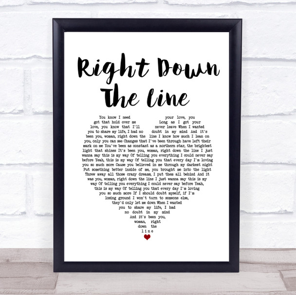 Gerry Rafferty Right Down The Line White Heart Song Lyric Wall Art Print
