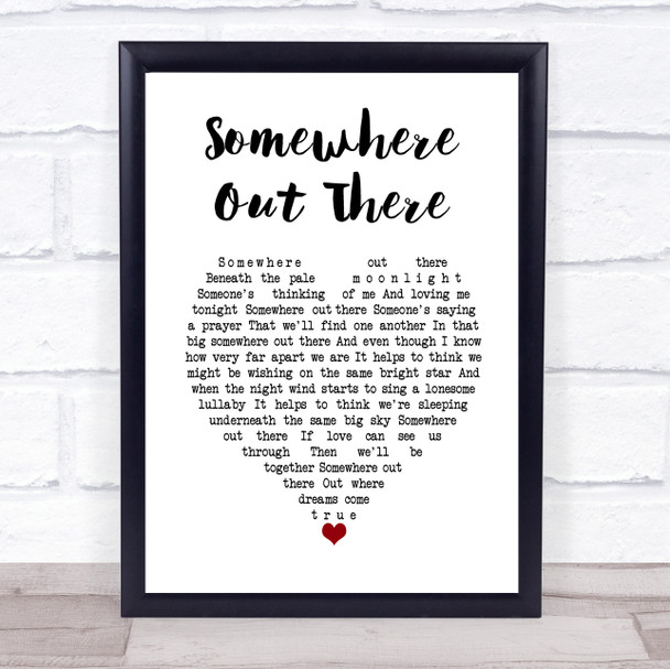 James Ingram Somewhere Out There White Heart Song Lyric Wall Art Print