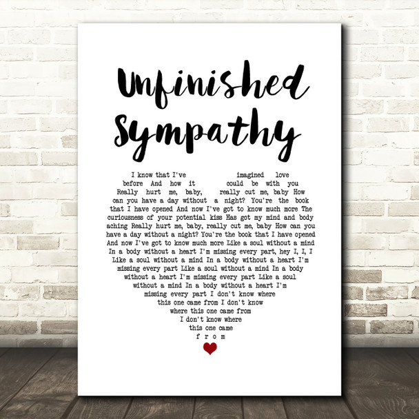 Massive Attack Unfinished Sympathy White Heart Song Lyric Wall Art Print