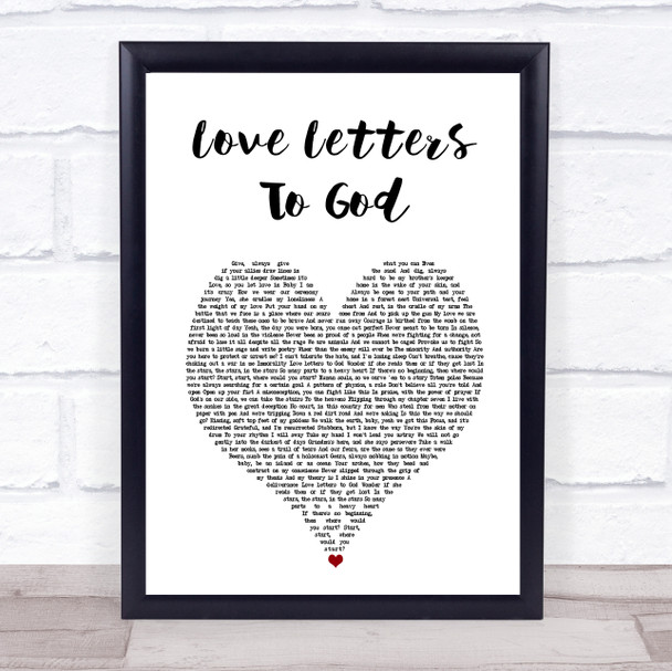 Nahko And Medicine For The People Love Letters To God White Heart Song Lyric Wall Art Print