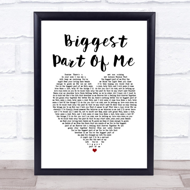 Ambrosia Biggest Part Of Me White Heart Song Lyric Wall Art Print