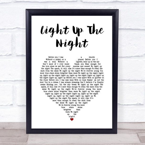Boyzone Light Up The Night White Heart Song Lyric Wall Art Print