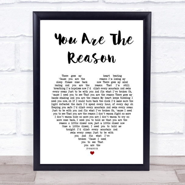 Callum Scott & Leona Lewis You Are The Reason White Heart Song Lyric Wall Art Print