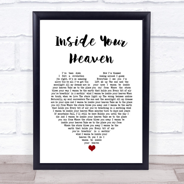 Carrie Underwood Inside Your Heaven White Heart Song Lyric Wall Art Print