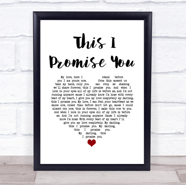 Donna taggart This I Promise You White Heart Song Lyric Wall Art Print