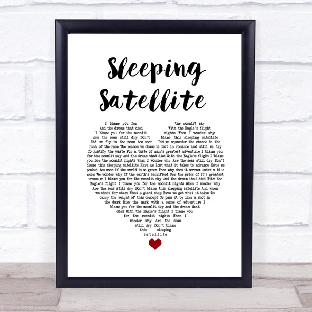 Tasmin Archer Sleeping Satellite White Heart Song Lyric Wall Art Print