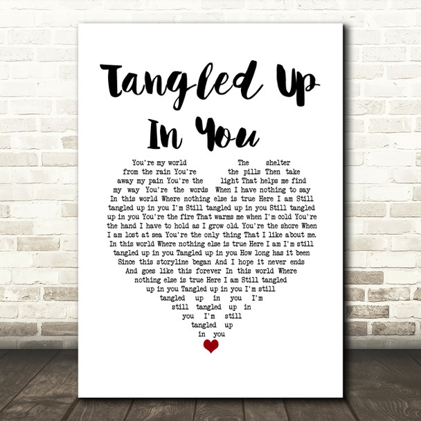 Aaron Lewis Tangled Up In You White Heart Song Lyric Wall Art Print