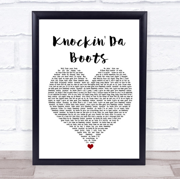 H-Town Knockin' Da Boots White Heart Song Lyric Wall Art Print