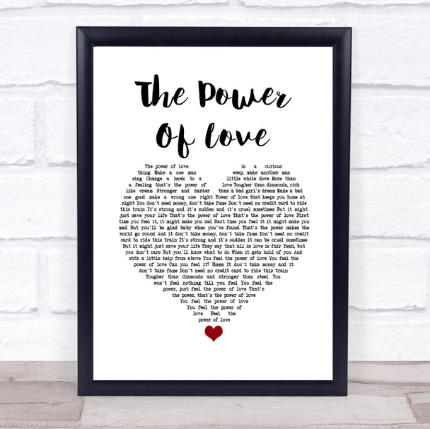 Huey Lewis & The News The Power Of Love White Heart Song Lyric Wall Art Print