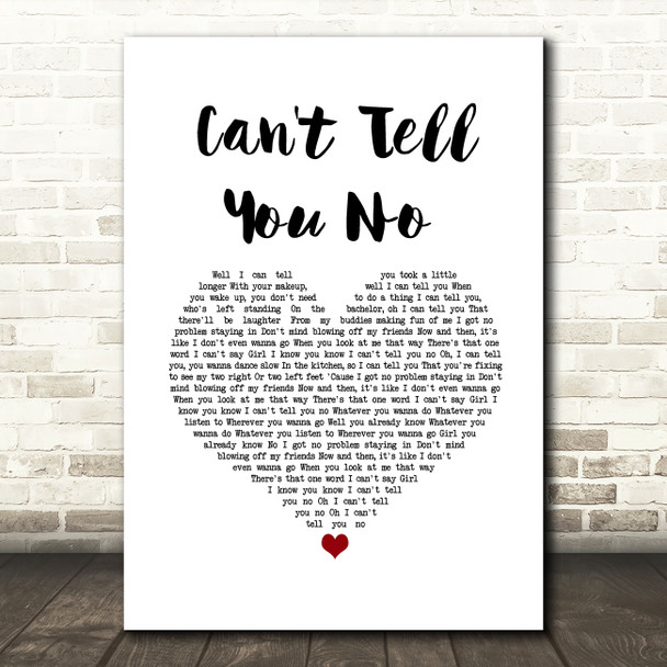 Muscadine Bloodline Can't Tell You No White Heart Song Lyric Wall Art Print
