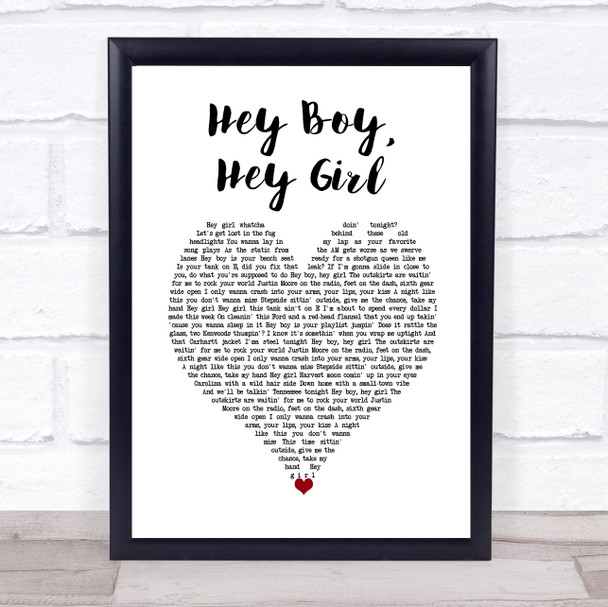 Ryan Upchurch & Katie Noel Hey Boy, Hey Girl White Heart Song Lyric Wall Art Print
