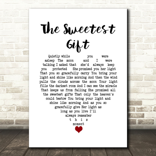 Sade The Sweetest Gift White Heart Song Lyric Wall Art Print