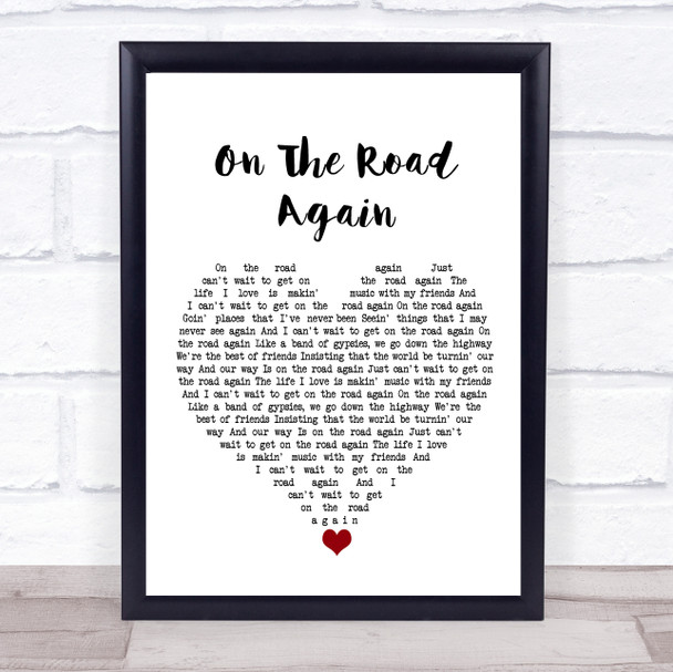 Willie Nelson On The Road Again White Heart Song Lyric Wall Art Print