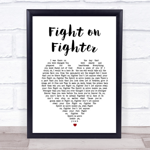 For King and Country Fight on Fighter White Heart Song Lyric Wall Art Print