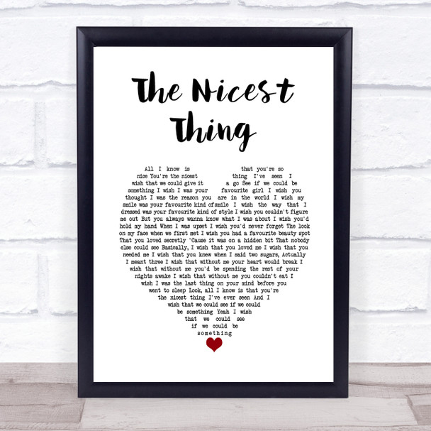 Kate Nash The Nicest Thing White Heart Song Lyric Wall Art Print