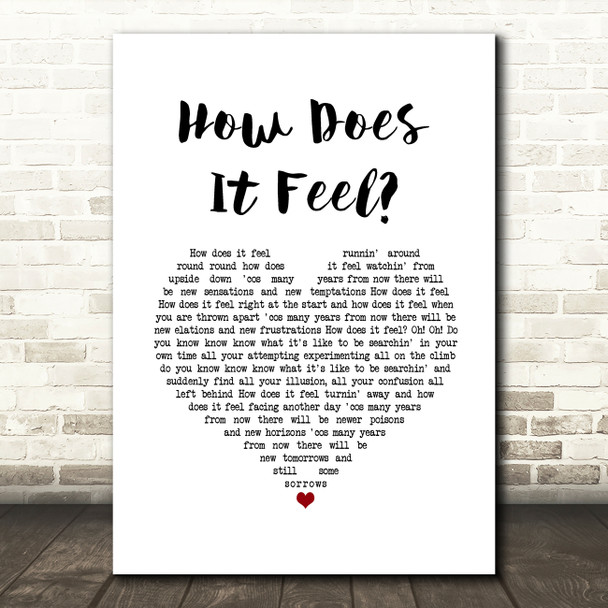 Slade How Does It Feel White Heart Song Lyric Wall Art Print