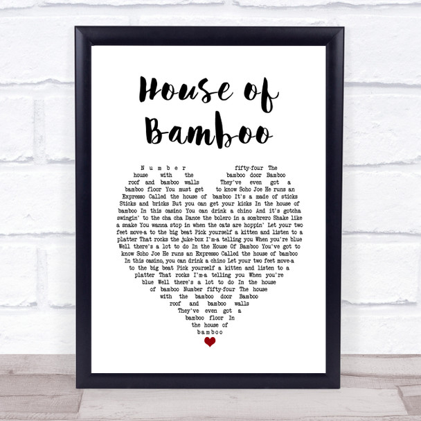 Andy Williams House of Bamboo White Heart Song Lyric Wall Art Print