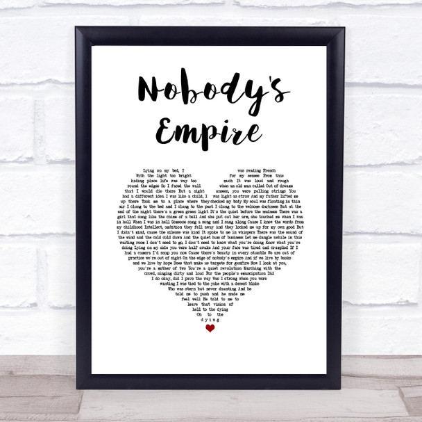 Belle & Sebastian Nobody's Empire White Heart Song Lyric Wall Art Print