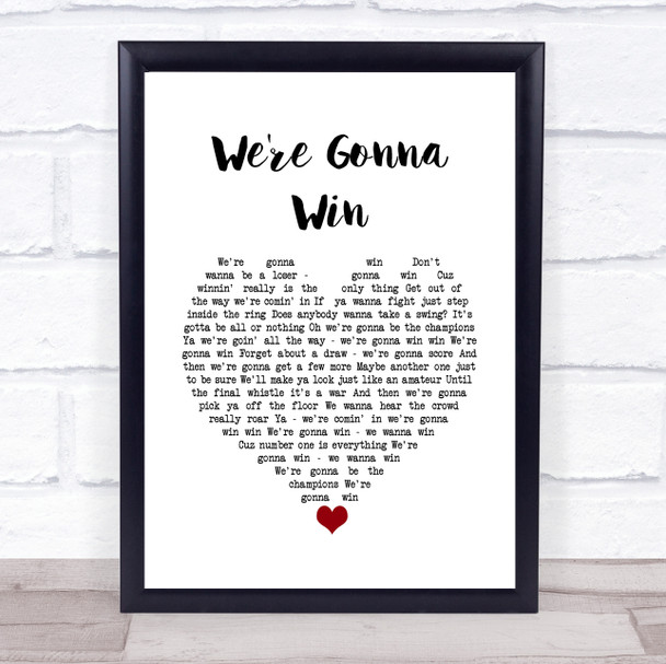 Bryan Adams We're Gonna Win White Heart Song Lyric Wall Art Print