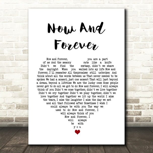 Carole King Now And Forever White Heart Song Lyric Wall Art Print