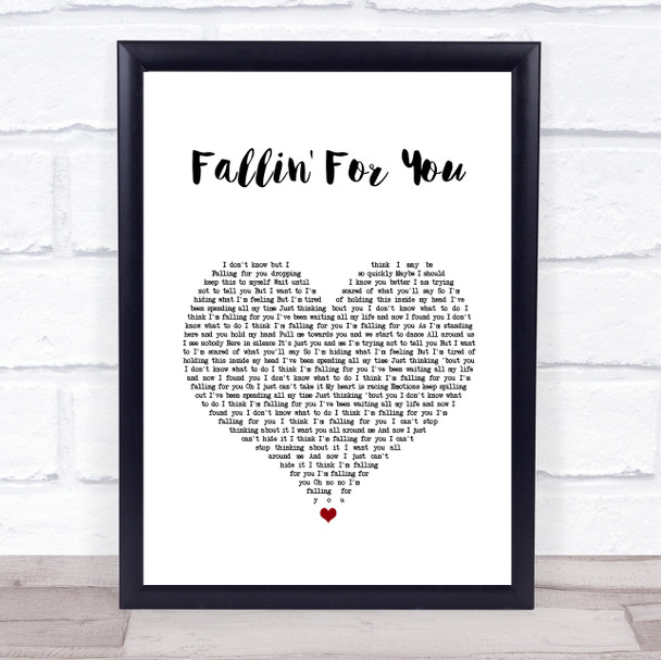 Colbie Caillat Fallin' For You White Heart Song Lyric Wall Art Print