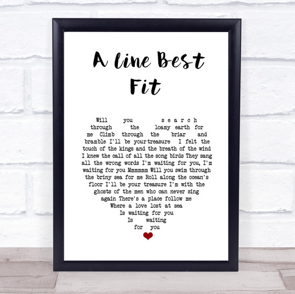 Johnny Flynn A Line Best Fit White Heart Song Lyric Wall Art Print