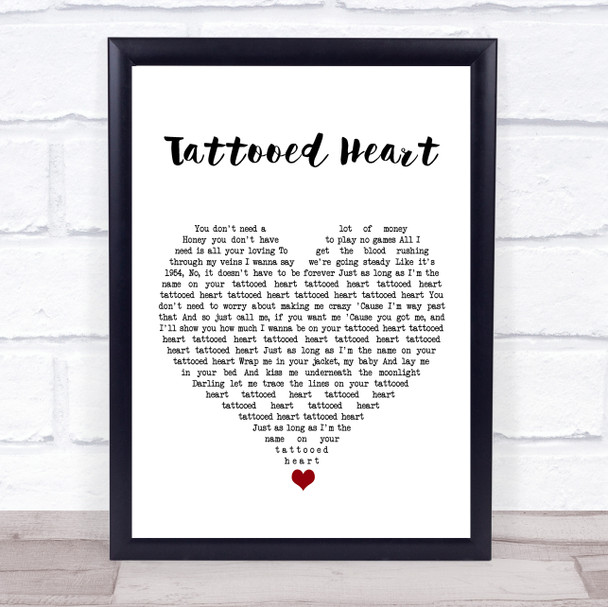 Ariana Grande Tattooed Heart White Heart Song Lyric Wall Art Print