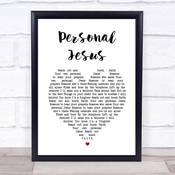 Depeche Mode Personal Jesus White Heart Song Lyric Wall Art Print