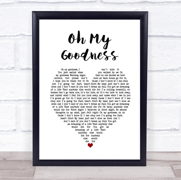 Olly Murs Oh My Goodness White Heart Song Lyric Wall Art Print