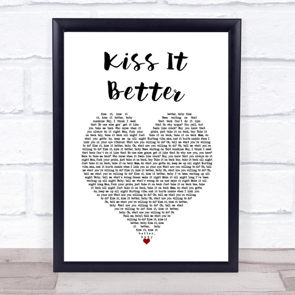 Rihanna Kiss It Better White Heart Song Lyric Wall Art Print