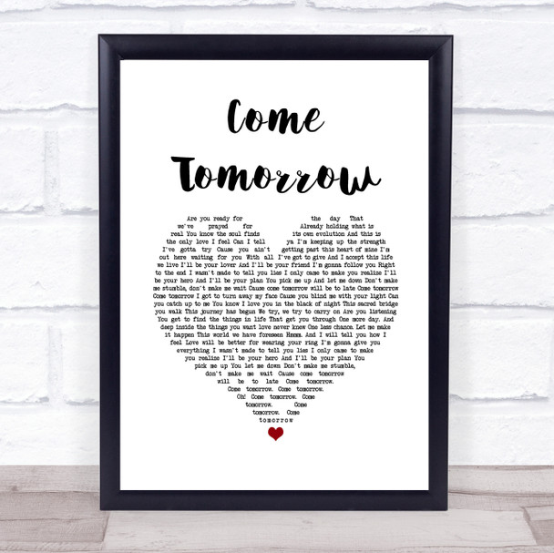 Barbra Streisand Come Tomorrow White Heart Song Lyric Wall Art Print