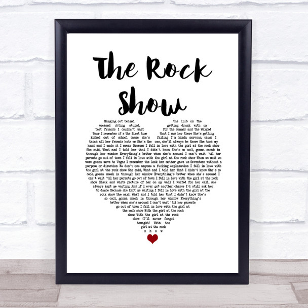 Blink-182 The Rock Show White Heart Song Lyric Wall Art Print