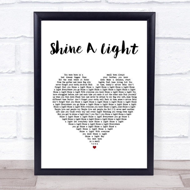 Bryan Adams Shine A Light White Heart Song Lyric Wall Art Print