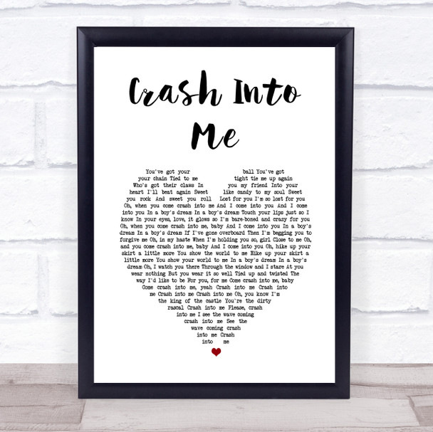 Dave Matthews Band Crash Into Me White Heart Song Lyric Wall Art Print