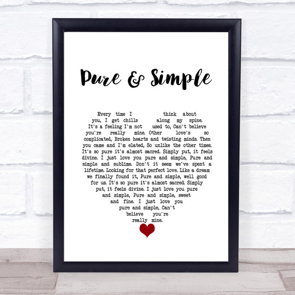 Dolly Parton Pure & Simple White Heart Song Lyric Wall Art Print