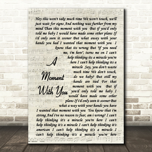 George Michael A Moment With You Vintage Script Song Lyric Quote Print