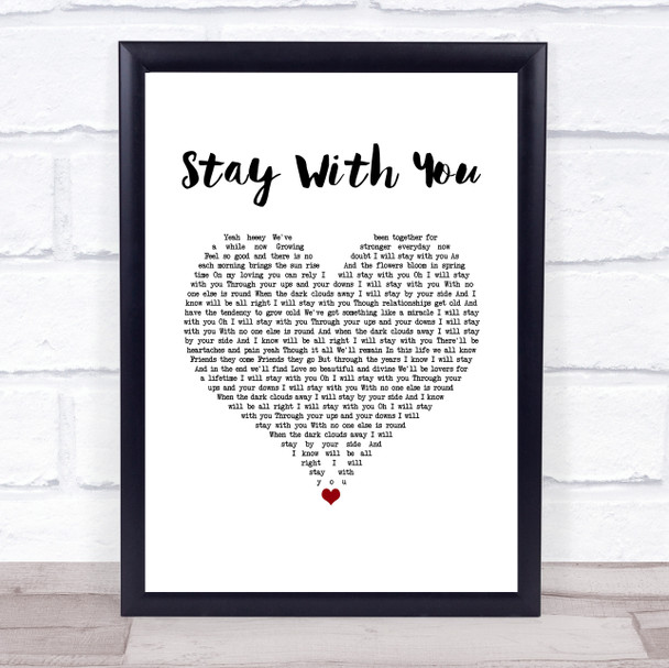 Tarrus Riley Stay With You White Heart Song Lyric Wall Art Print