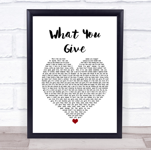 Tesla What You Give White Heart Song Lyric Wall Art Print
