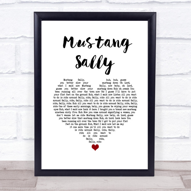 The Commitments Mustang Sally White Heart Song Lyric Wall Art Print